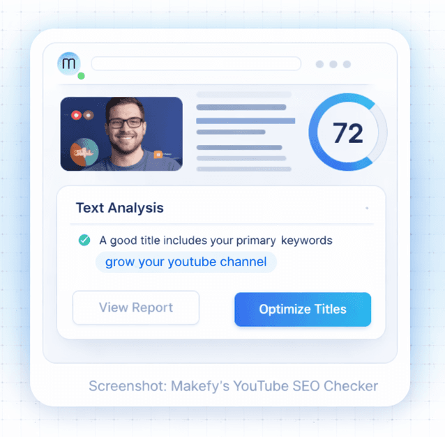 Makefy dashboard preview for Shorts optimization analysis